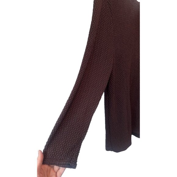 Habitat Womens Chocolate Brown Textured Long Sleeve Tunic Top L Stretch Boho - Picture 4 of 11